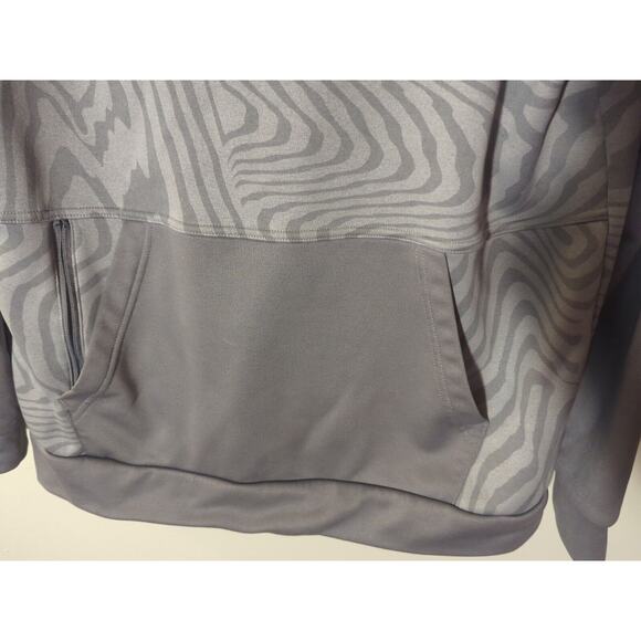 Nike Hoodie Men Med Gray Zebra Striped Dri Fit Center Swoosh Pullover Sweatshirt - Picture 3 of 5